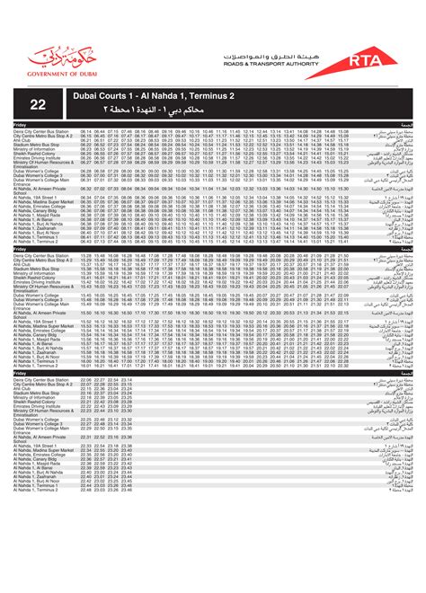 route 22 bus timetable